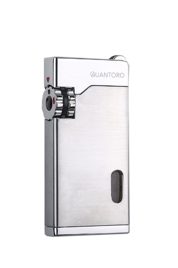 TRZ1145,Quantoro Çift Torch Pürmüz Gümüş Metal Puro Çakmağı