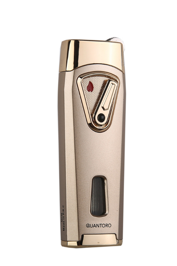 TRZ1054,Quantoro Çift Torch Pürmüz Rose Gold Metal Puro Çakmağı