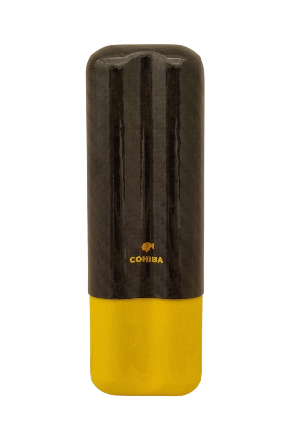 TR7752,Cohiba Karbon Desenli Sarı İkili Puro Kılıfı