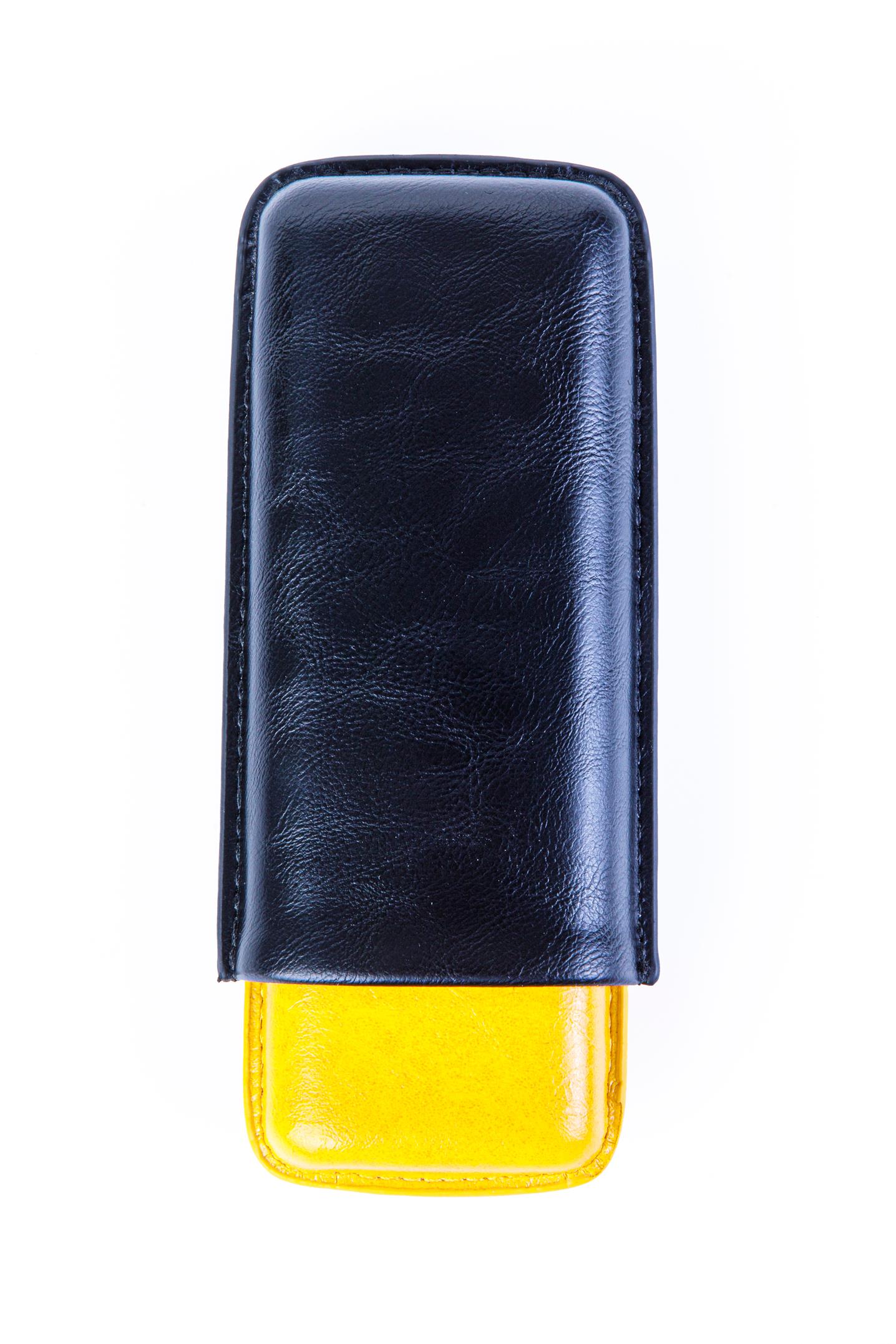TR8211,Cohiba Sarı-Siyah İkili Deri Puro Kılıfı