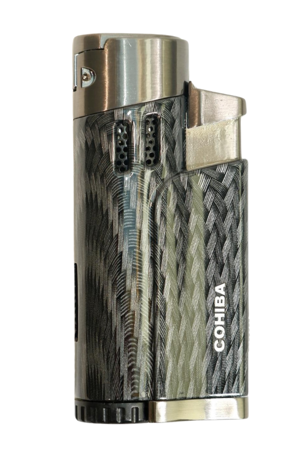 TR9613,Cohiba 4 Torch Pürmüz Delicili Karbon Desenli Metal Puro Çakmağı