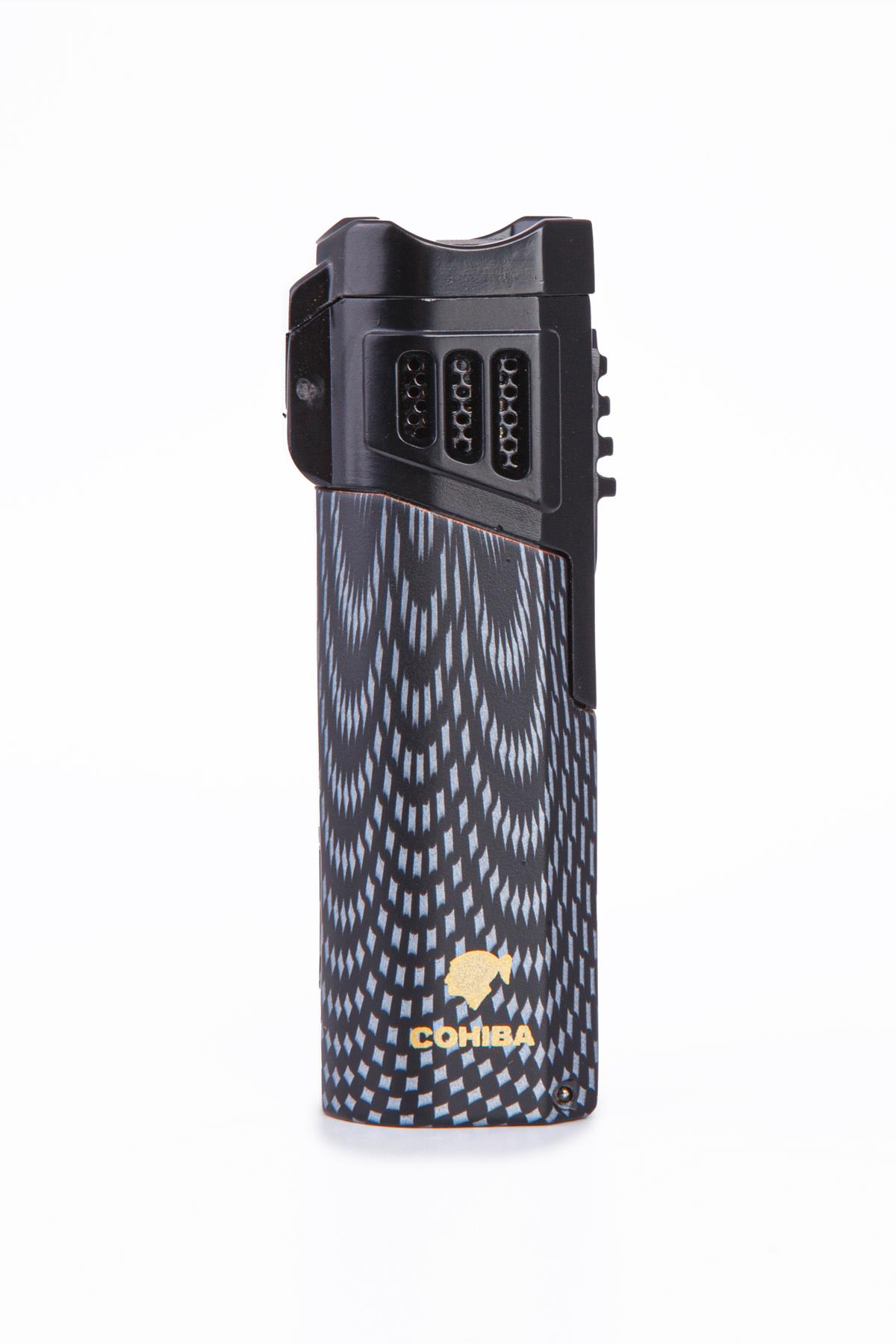 TR7955,Cohiba 4 Torch Pürmüz Siyah Desenli Puro Çakmağı