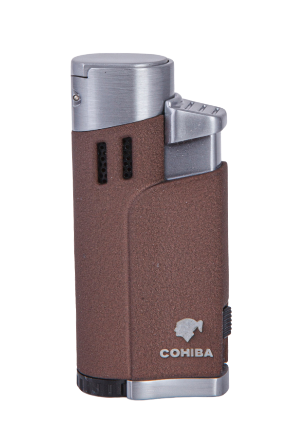 TR7937,Cohiba 4 Torch Pürmüz Haki-Gümüş Metal Puro Çakmağı