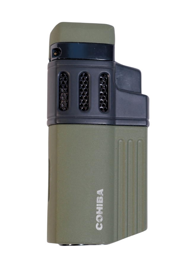 TR9515,Cohiba 4 Torch Pürmüz Delicili Haki Siyah Metal Puro Çakmağı