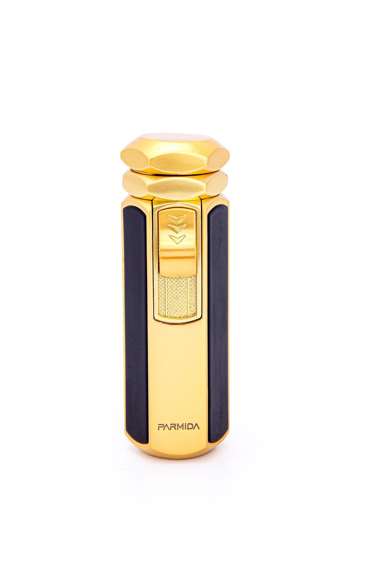 TR7211,Parmida 4 Torch Pürmüz Gold-Siyah Metal Puro Çakmağı