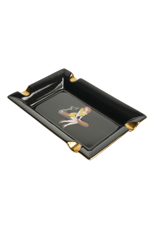 TRM3022,Firebird Cigar Lady Siyah-Gold Dörtlü Porselen Puro Küllüğü