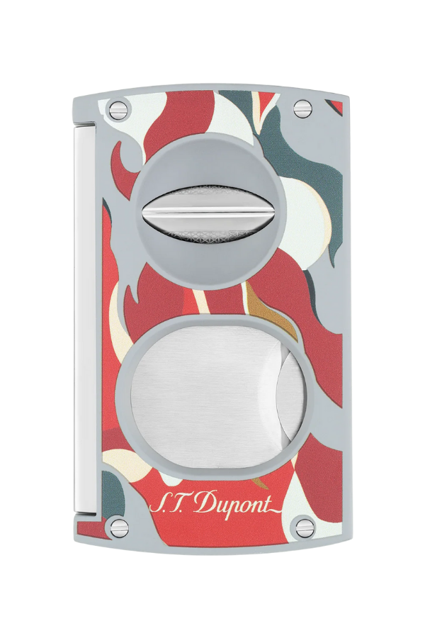 TR8869,S.T. Dupont Camo Kamuflaj Desenli Kırmızı Düz & V Puro Makası Kesici 3451R