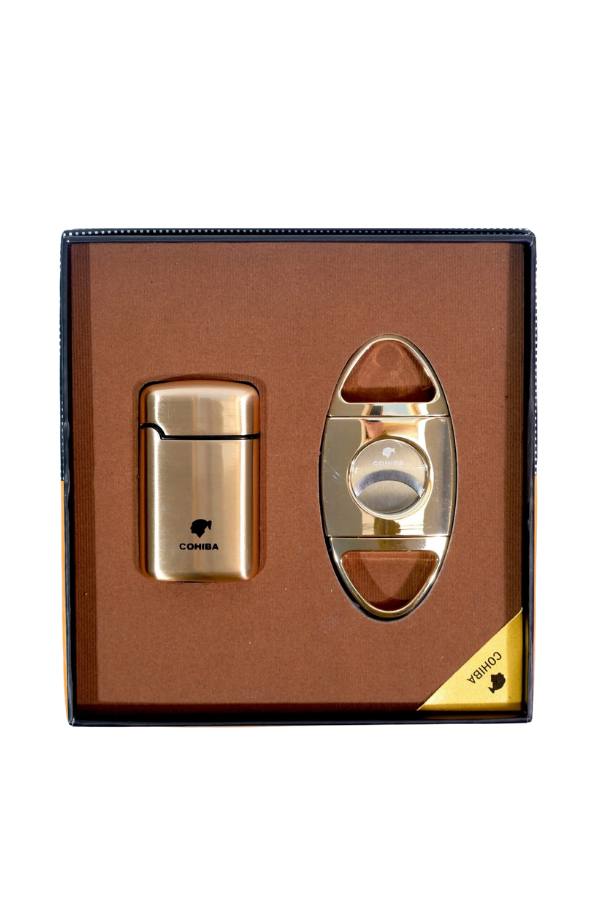 TR9182,Cohiba Çakmak Kesici İkili Gold Puro Seti