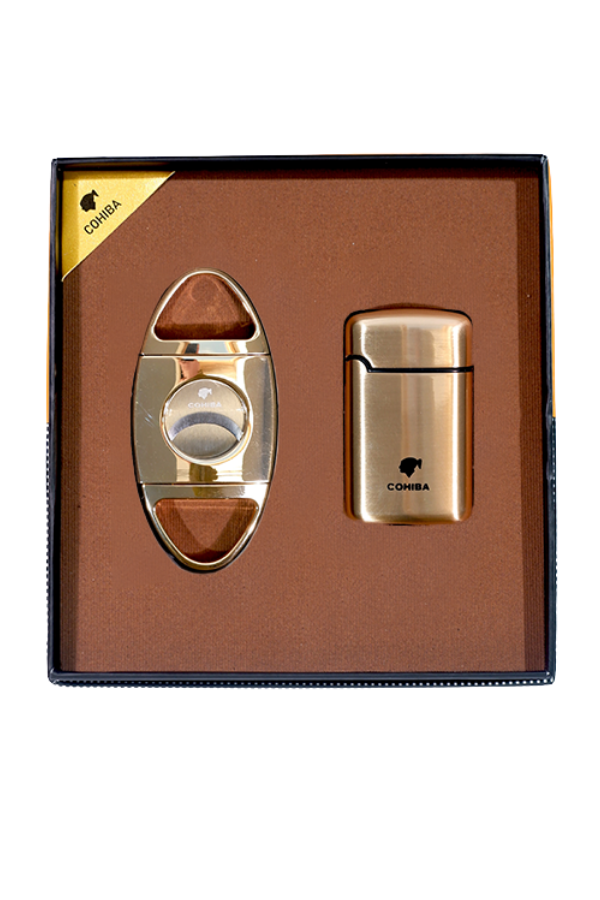 TR9106,Cohiba Çakmak Kesici İkili Gold Puro Seti