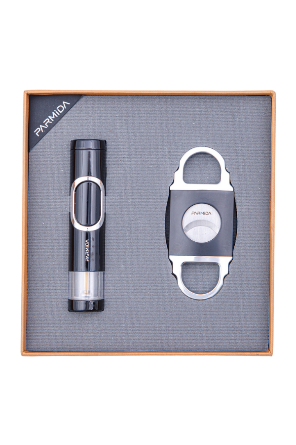 TR8410,Parmida Çakmak Kesici İkili Siyah Puro Seti