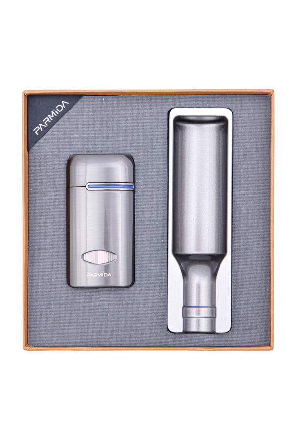 TR8398,Parmida Çakmak Küllük İkili Gunmetal Puro Seti