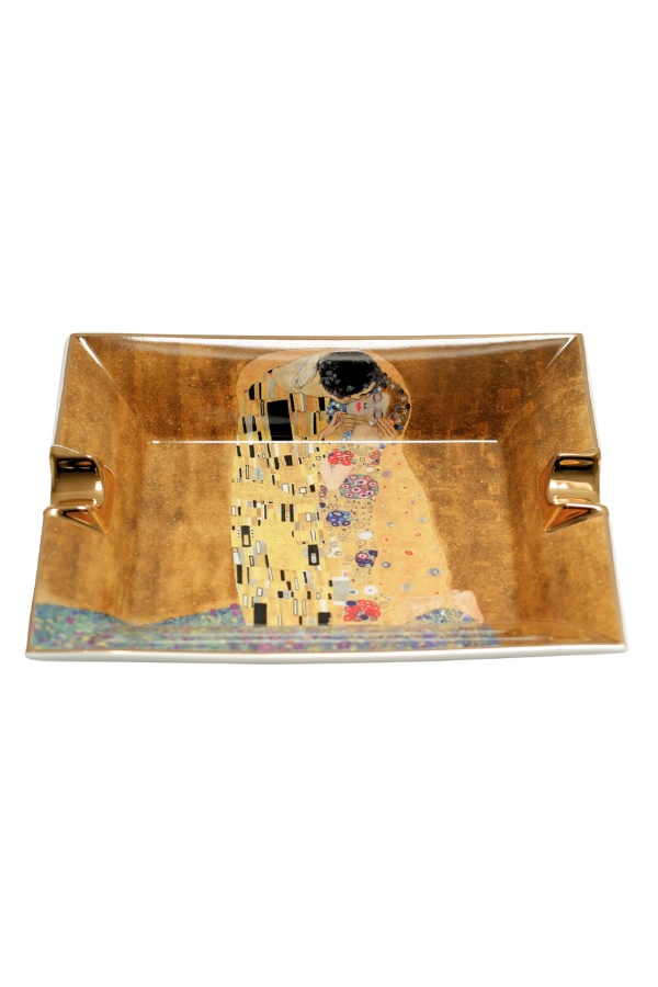 TR9714,Parmida Gold Şeritli Love Design İkili Porselen Puro Küllüğü