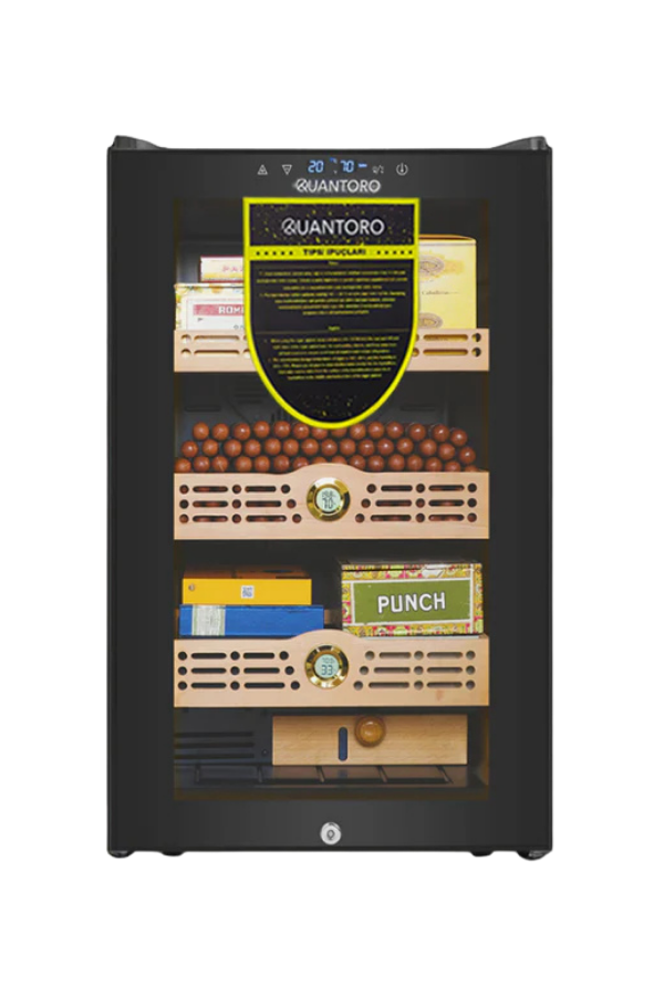 QTR-003,Quantoro QCC-10 Elektronik Nemlendirme & Soğutmalı Siyah Puro Dolabı