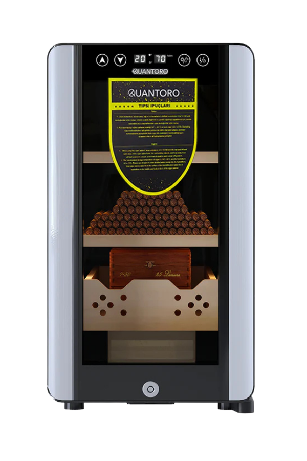 QTR-007,Quantoro QCC-39 Elektronik Nemlendirme & Soğutmalı Siyah Puro Dolabı