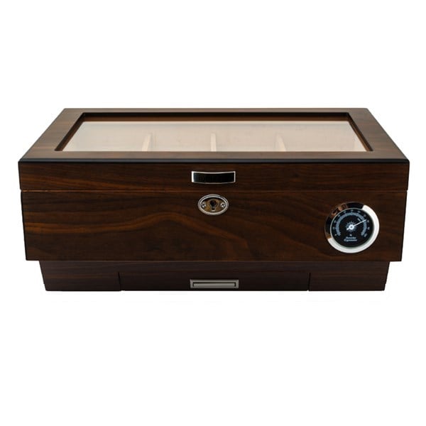 LB-009,Lubinski Cedar Camlı Puro Kutusu Humidor Double Kahve 25s