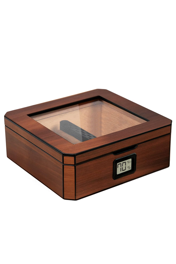 TR8824,PremiumQuality Ahşap Camlı Sedir Küçük Humidor Puro Kutusu