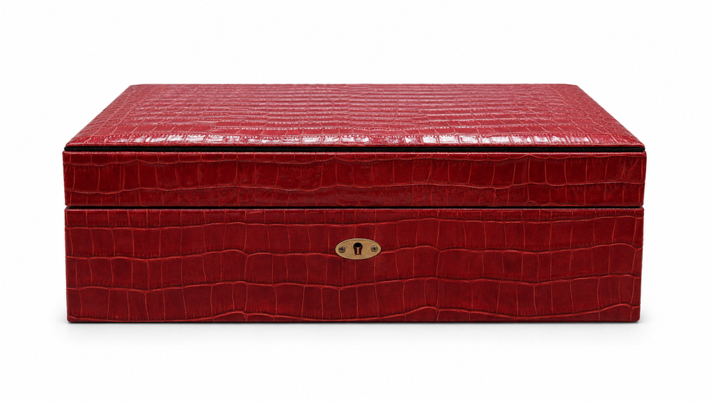 TR9997,Cohiba Kırmızı Timsah Desenli Dışı Deri Humidor Puro Kutusu