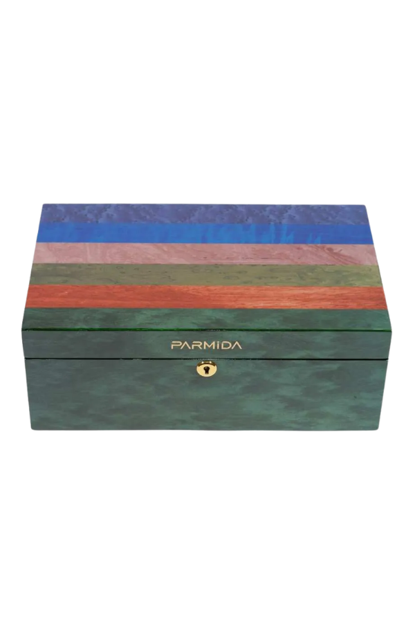 TR8820,Parmida Çizgi Desenli Ahşap Sedir Humidor Puro Kutusu