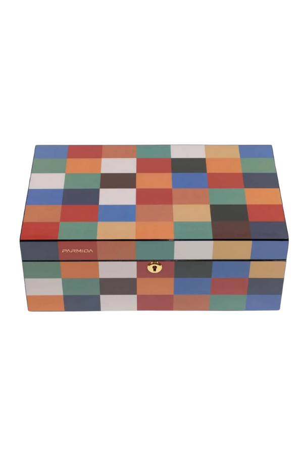 TR8819,Parmida Dama Desenli Ahşap Sedir Humidor Puro Kutusu