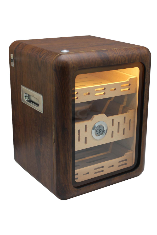TR9828,PremiumQuality Las Palmas İçi Ledli Kahverengi Sedir Humidor Puro Kutusu