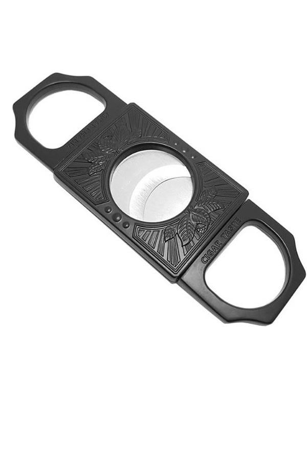 TR7551,Parmida Siyah İşlemeli Metal Puro Makası Kesici