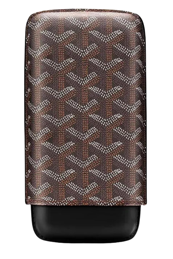 TR9959,Cohiba Kahverengi Goyard Desenli Üçlü Puro Kılıfı