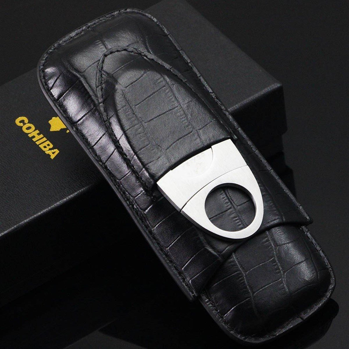 TR913,Cohiba Siyah 2'li Kesicili Puro Kılıfı