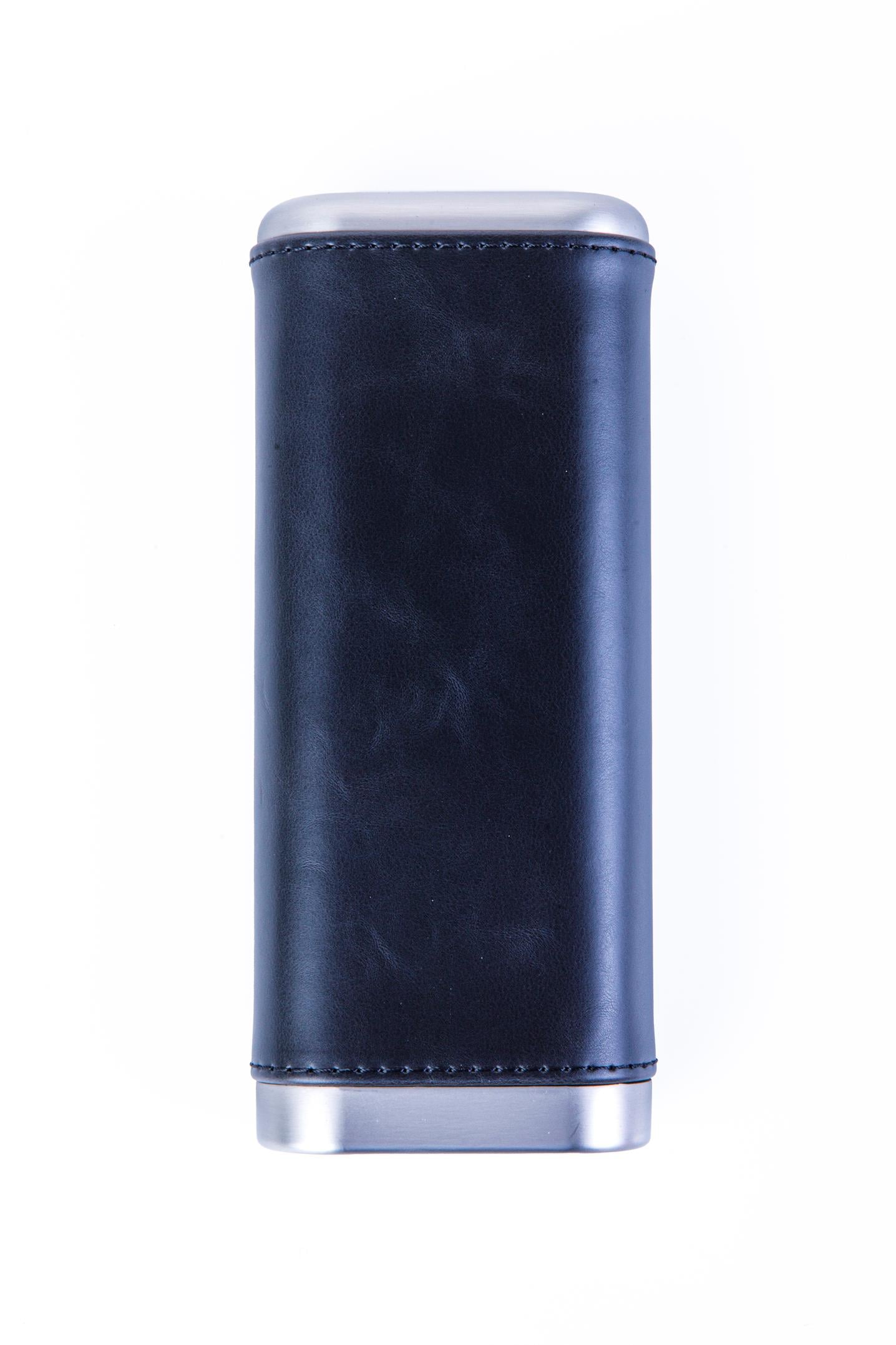 TR8204,Cohiba Siyah-Gümüş Üçlü Deri Puro Kılıfı