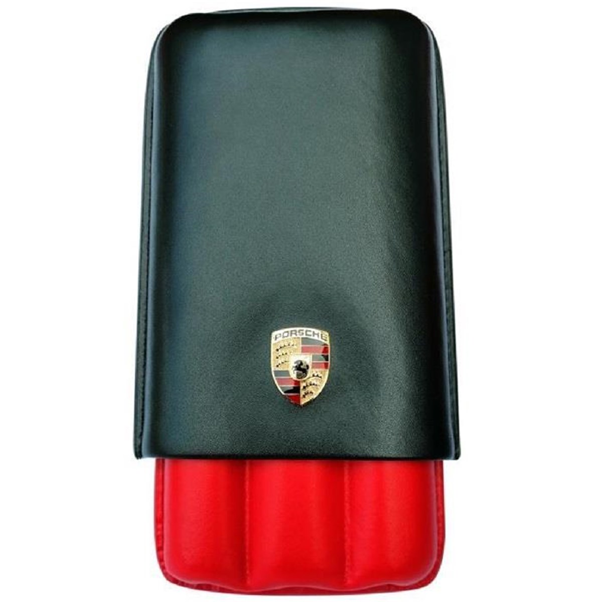 TR2107,Porsche 3'lü Siyah-Kırmızı Puro Kılıfı