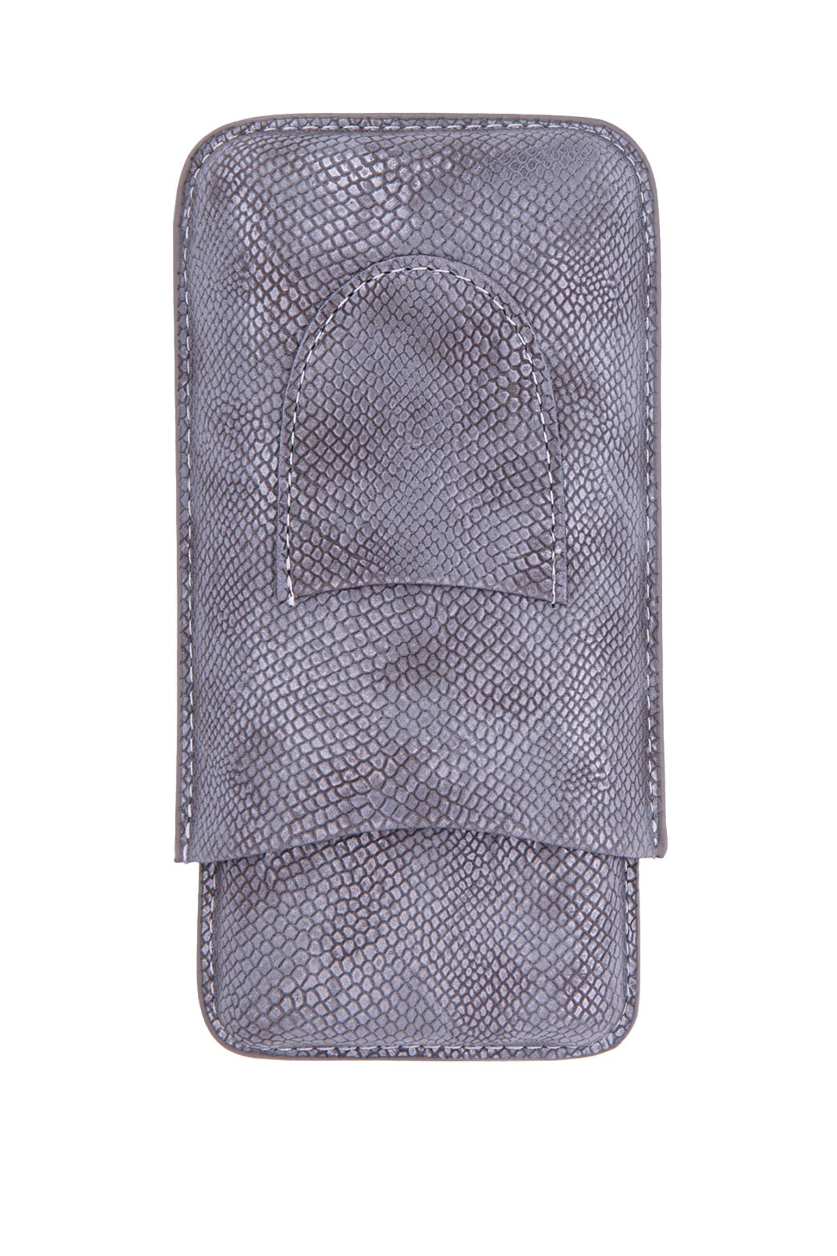 TR6052,PQ Timsah Desenli Deri Üçlü Puro Kılıfı