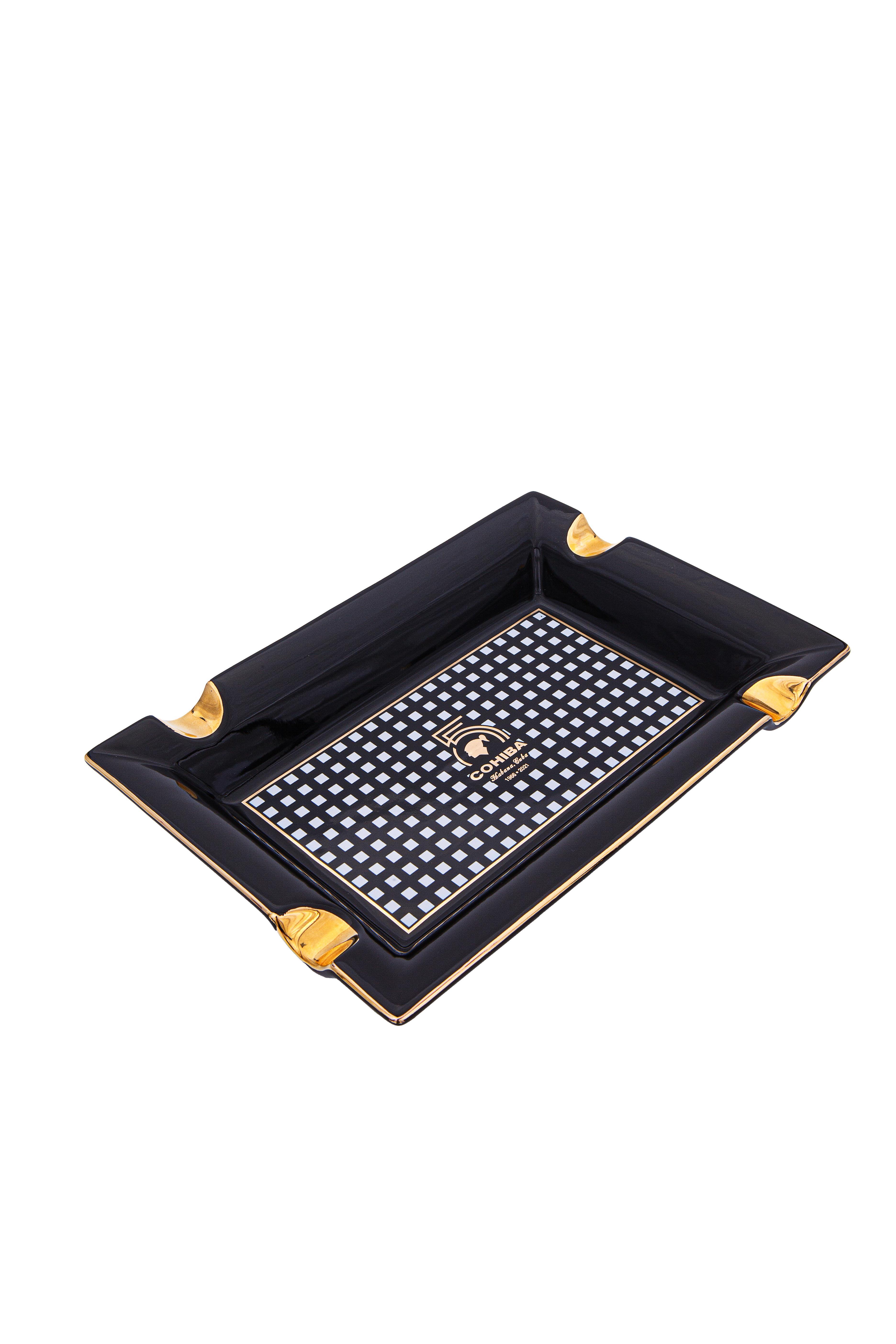 TR7344,Cohiba 55. Yıl Siyah Desenli Dörtlü Porselen Puro Küllüğü