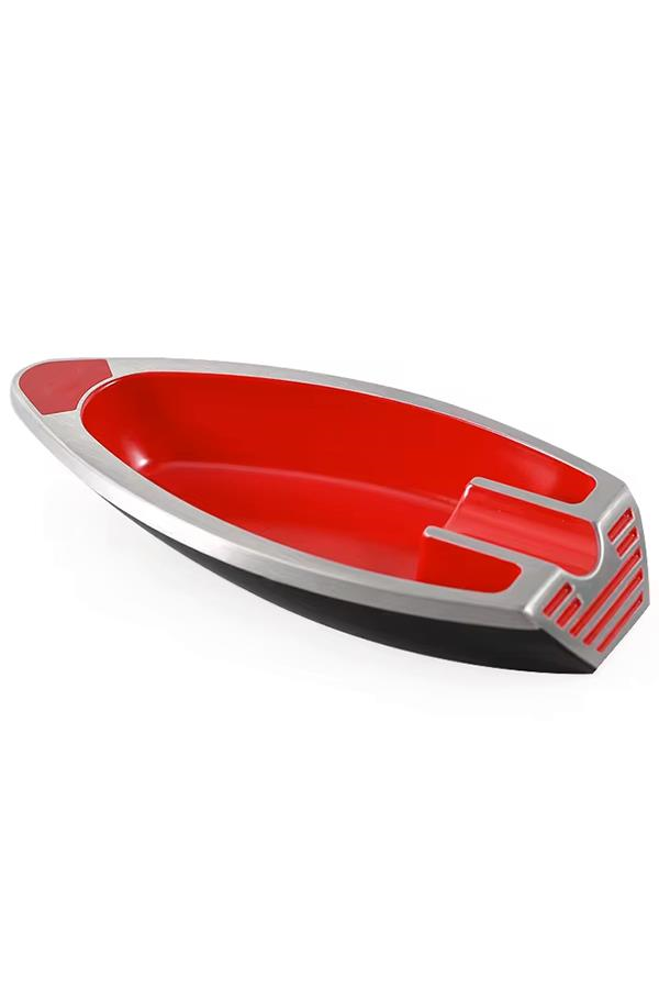 TR7072,PQ Siyah Kırmızı Gümüş Şeritli Tekli Puro Küllüğü