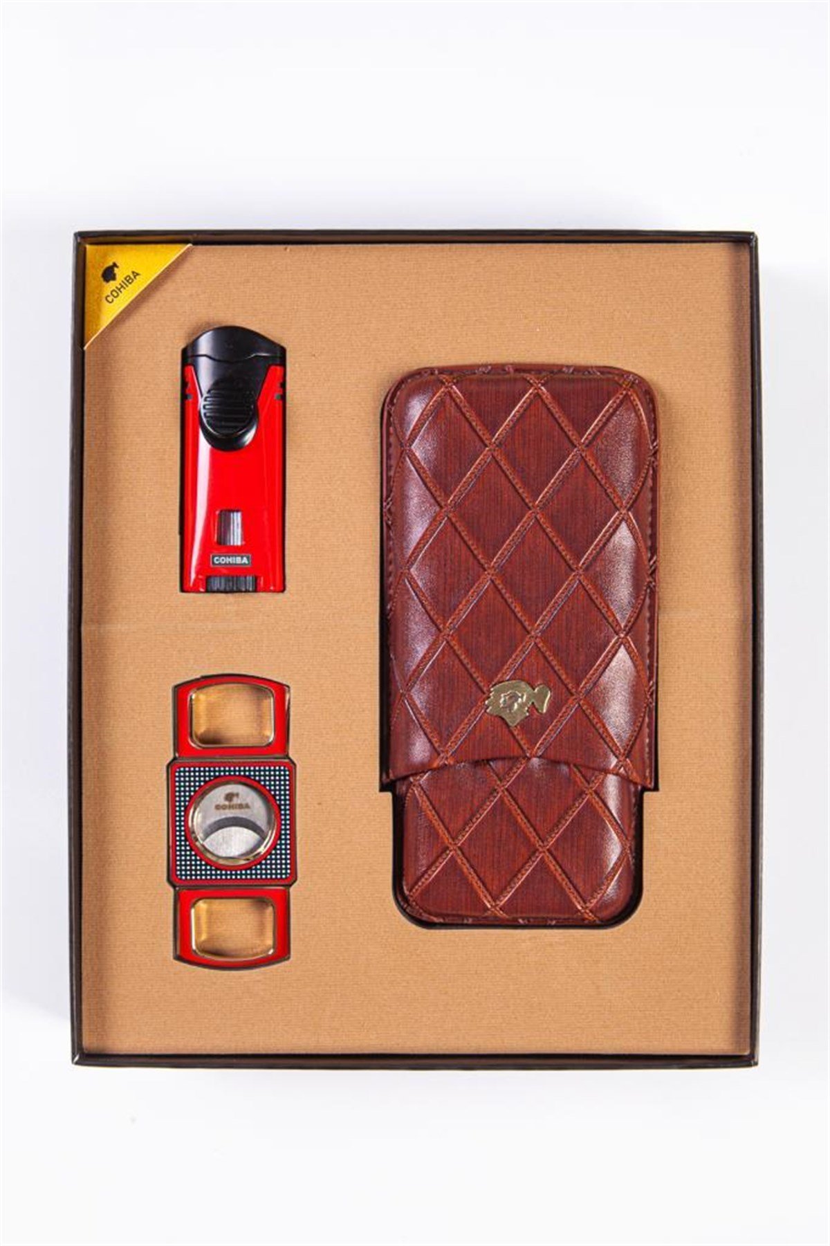 TR2612,Cohiba Çakmak Kesici Kılıf Set