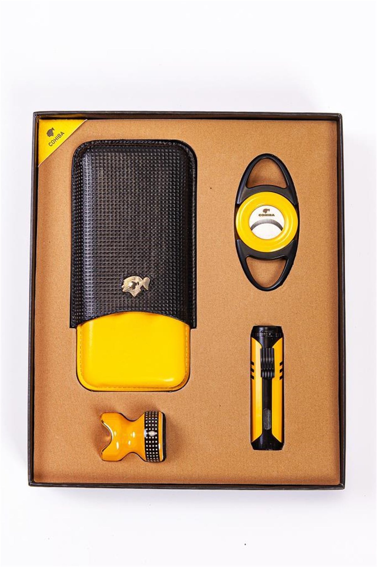 TR2497,Cohiba Çakmak Kesici Kılıf Sehpa Set