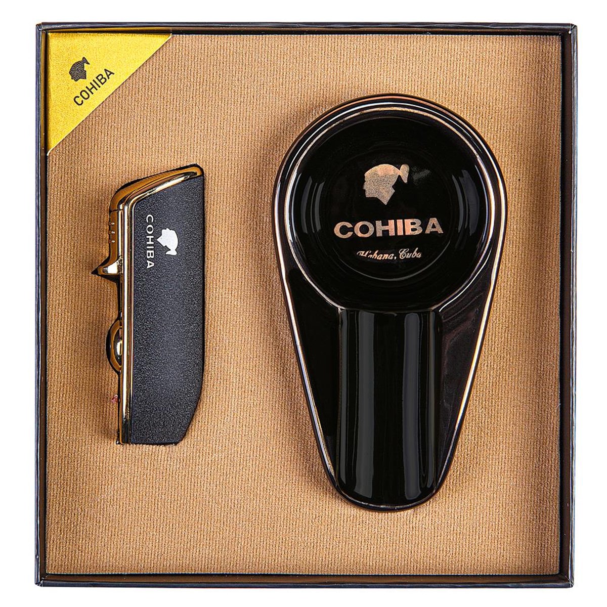 TR3623,Cohiba İkili Çakmak Küllük Puro Seti