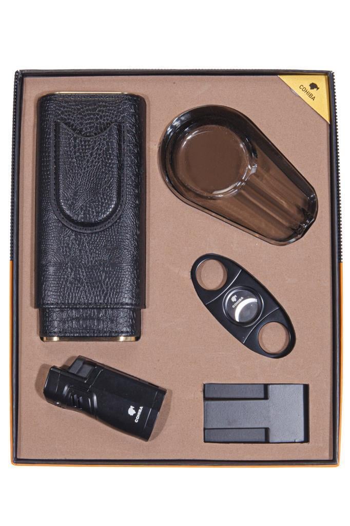 TR6451,Cohiba Kılıf Küllük Kesici Çakmak Sehpa Beşli Puro Seti