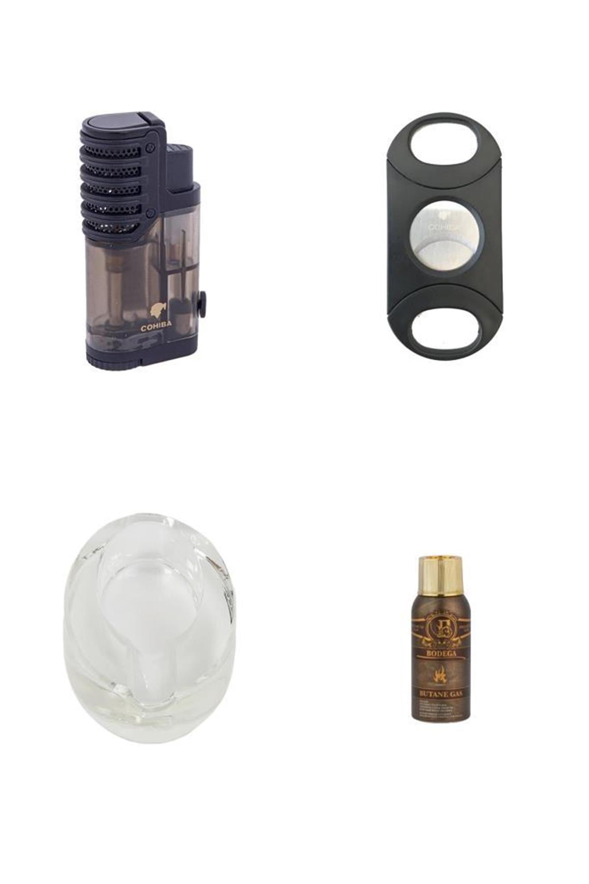 starterpack4593,Cohiba Puro Starter Kit, Çakmak Kesici Kllük ve Bütan Gaz