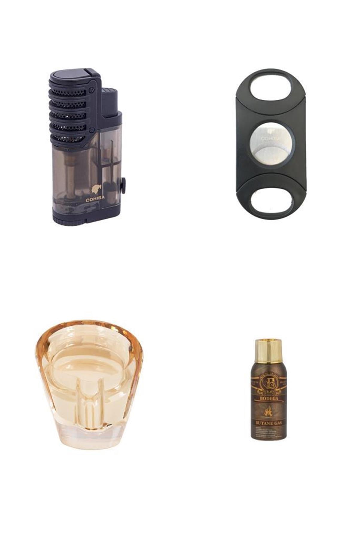 starterpack4590,Cohiba Puro Starter Kit, Çakmak Kesici Kllük ve Bütan Gaz