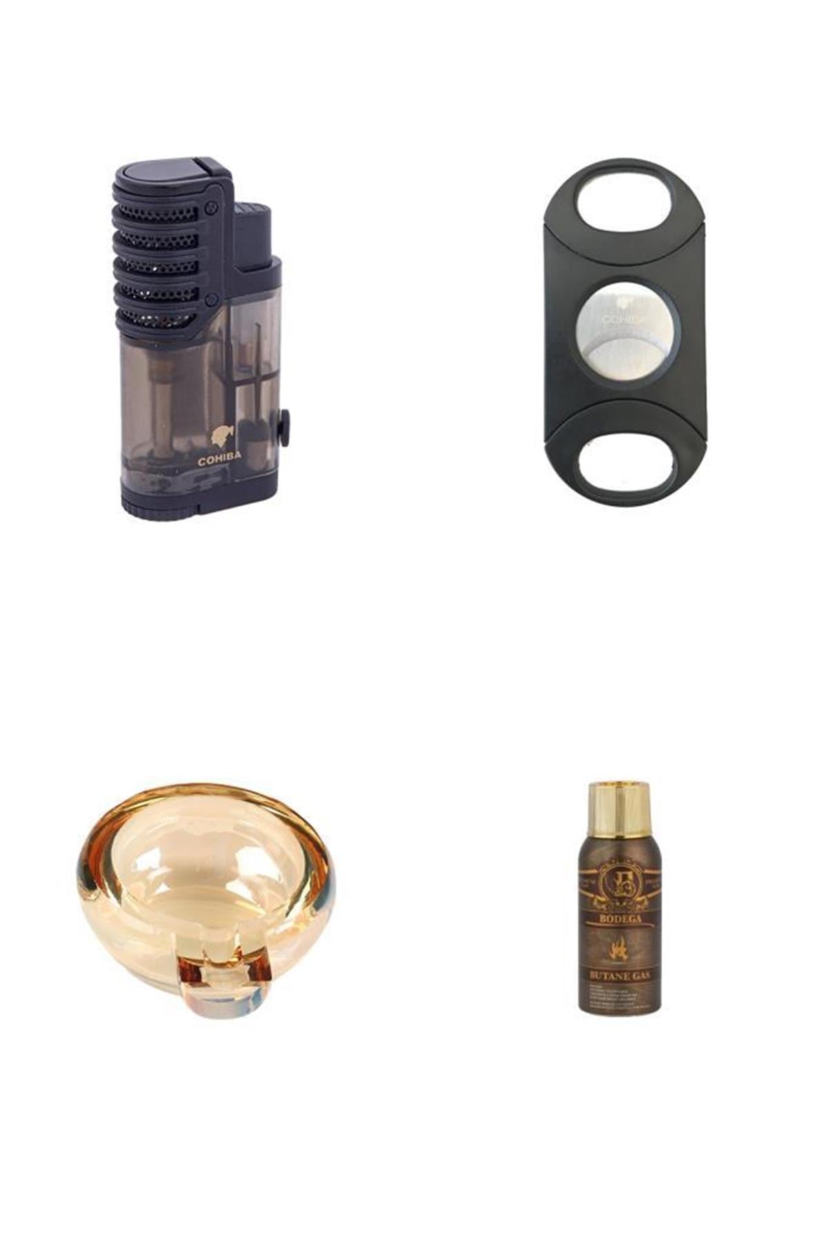 starterpack4581,Cohiba Puro Starter Kit, Çakmak Kesici Kllük ve Bütan Gaz