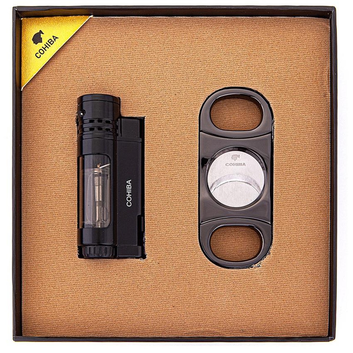 TR3095,Cohiba Siyah İkili Çakmak Kesici Puro Set