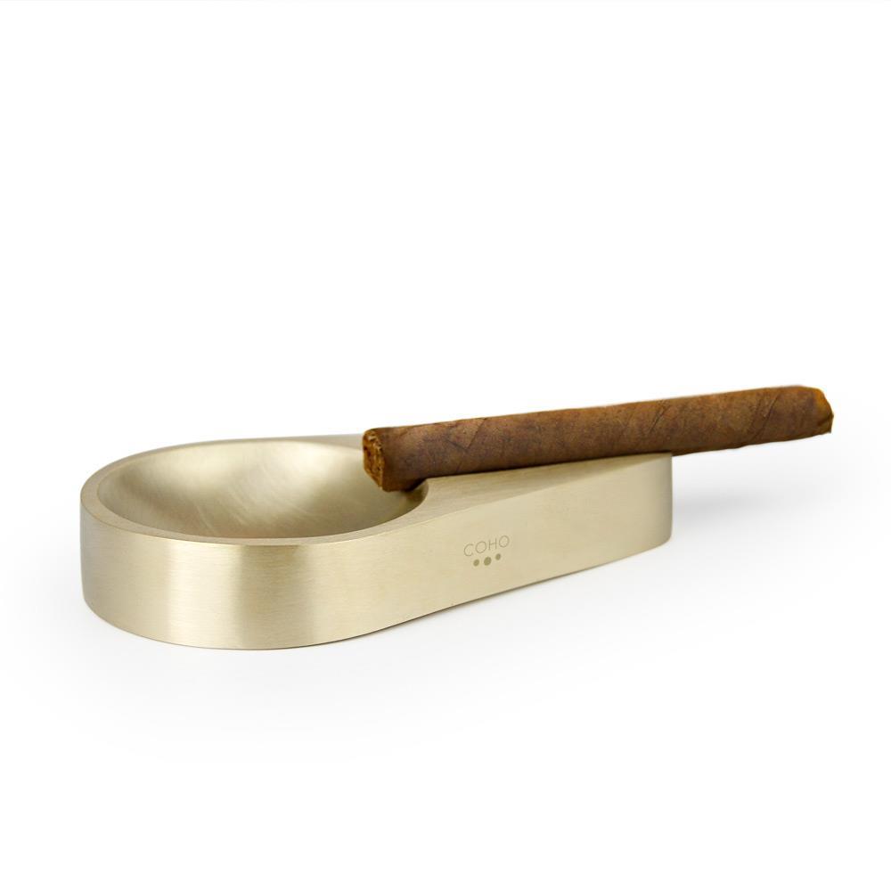 CHO-035,Coho Box Lux Döküm Pirinç İnce Puroluk & Küllük Seti