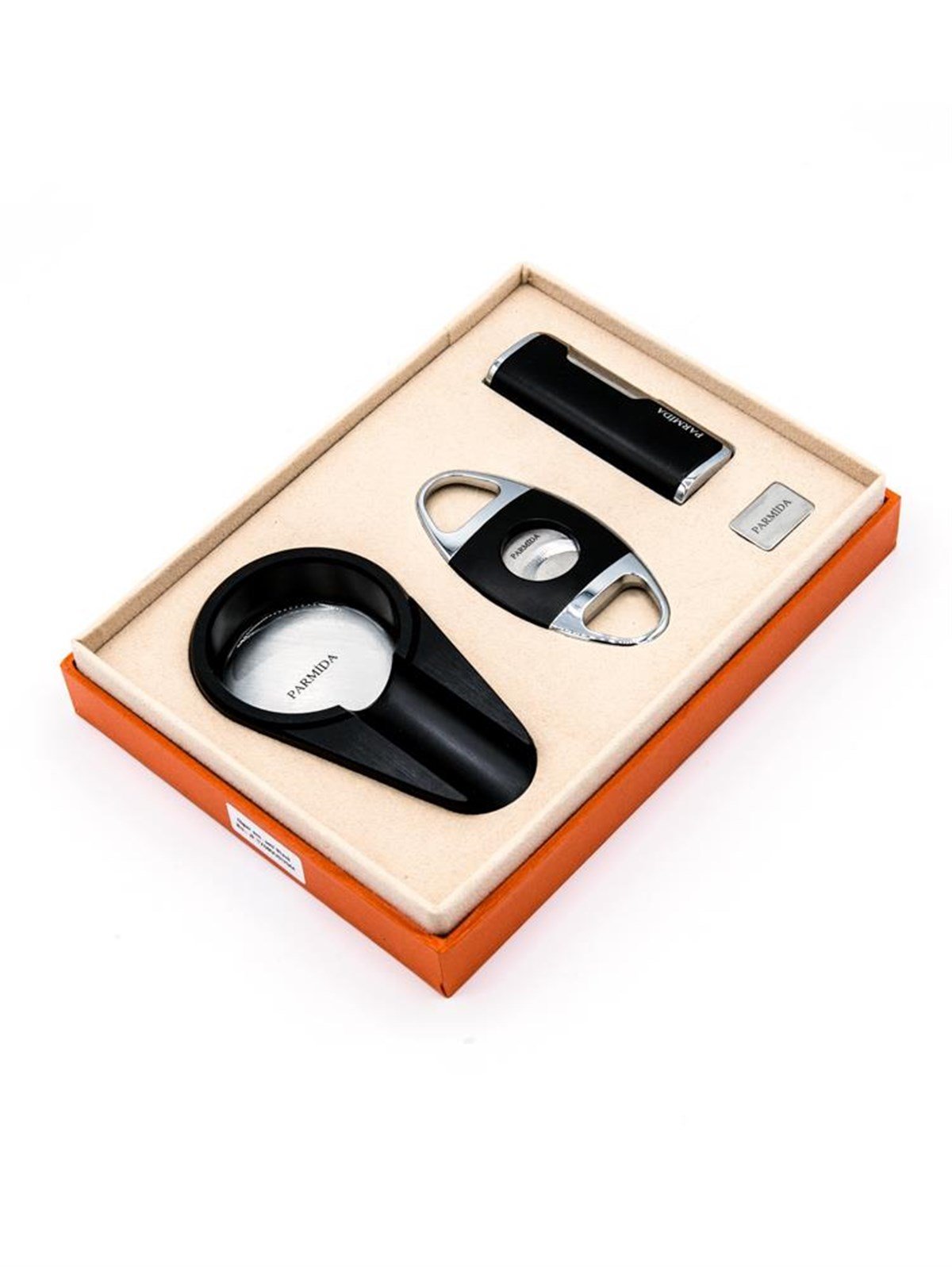 TR1406,Parmida Çakmak Küllük Kesici Üçlü Siyah Set