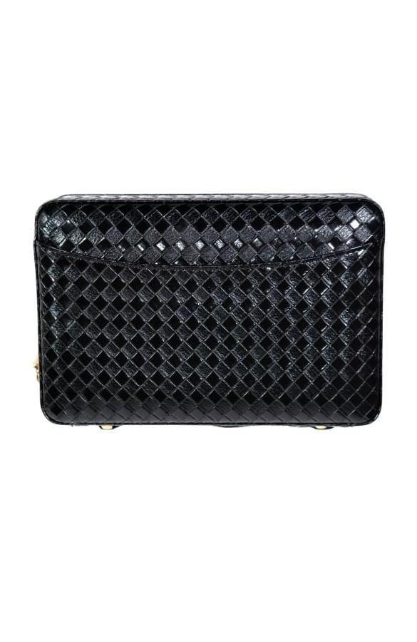 TR8836,Cohiba Dahili Çakmaklı Siyah Mozaik Desenli Deri Puro Taşıma Çantası - Seyahat Humidoru