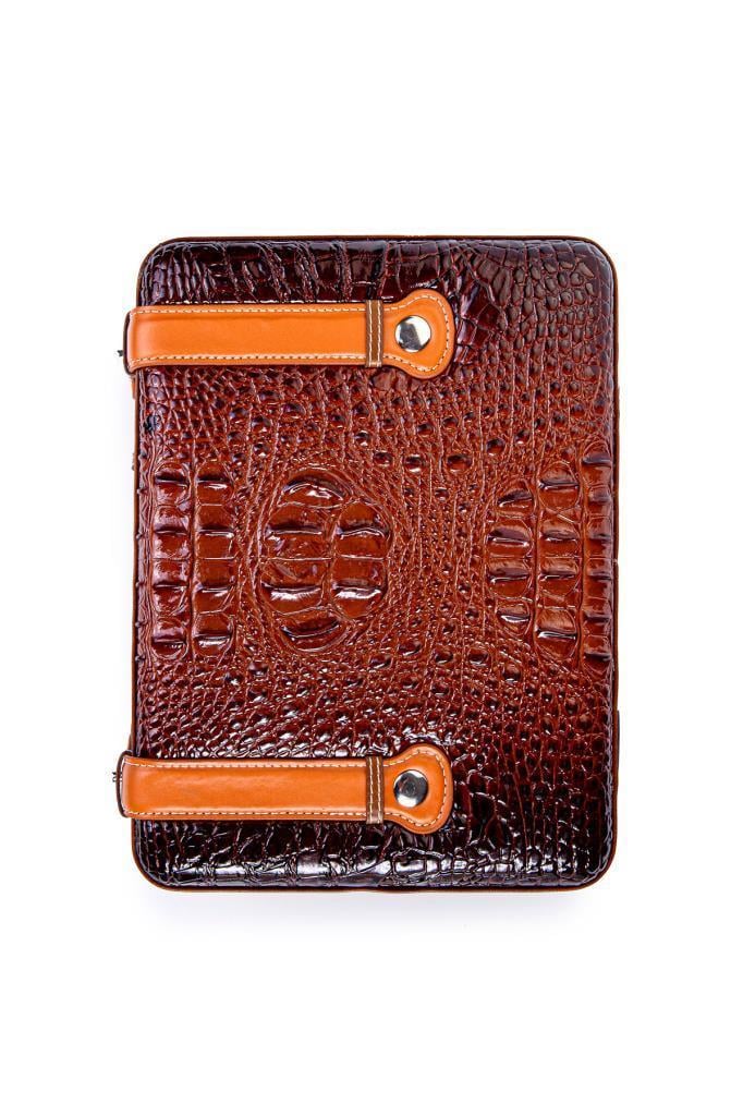 TR6888,Cohiba Çakmak Kesicili XXL Kahverengi-Siyah Kilit Mekanizmalı Deri Puro Taşıma Çantası