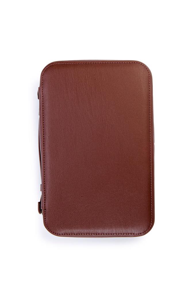 TR6905,Cohiba Çakmak Kesicili Koyu Kahverengi Deri Puro Taşıma Çantası