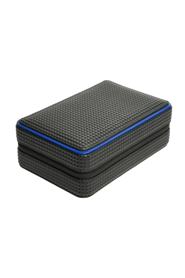 TRM5000,PremiumQuality Siyah-Mavi Deri Seyahat Humidor Puro Kutusu