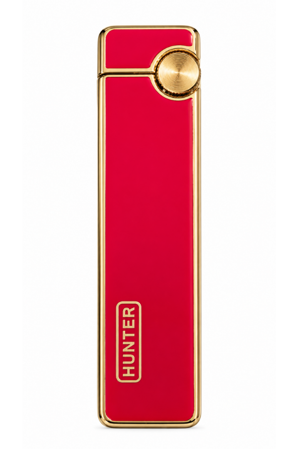 ACK055,Hunter Soft Flame Kırmızı Gold Slim Metal Çakmak