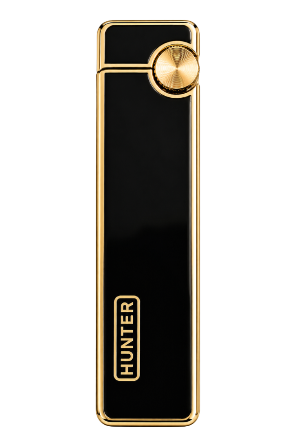 ACK057,Hunter Soft Flame Siyah Gold Slim Metal Çakmak