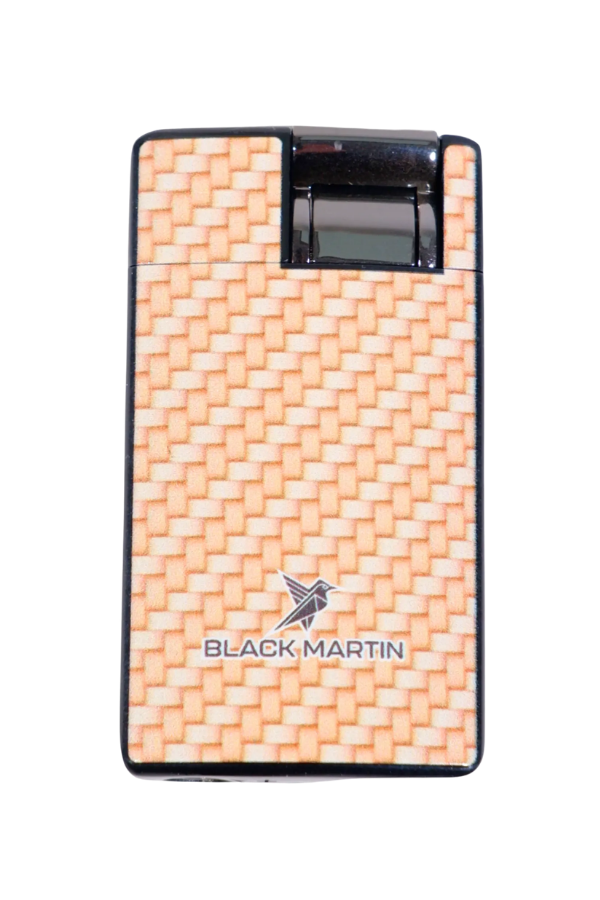 TR9295,Black Martin Tek Torch Pürmüz Karbon Desenli Sarı Puro Çakmağı
