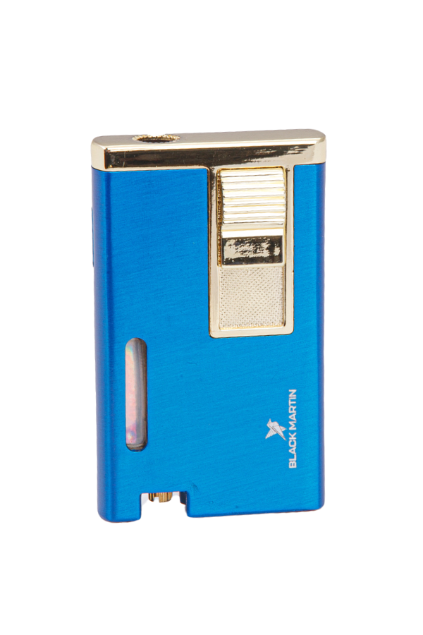 TR7789,Black Martin Tek Torch Pürmüz Mavi-Gold Metal Puro Çakmağı
